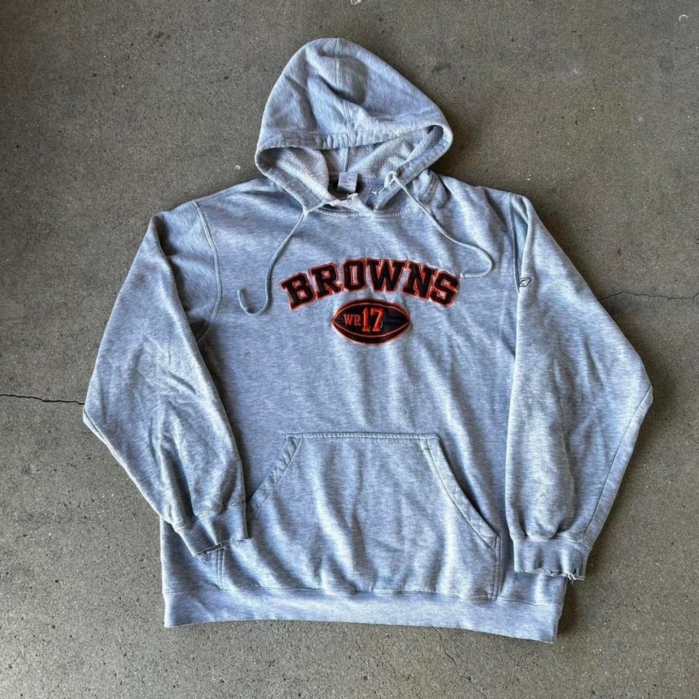 Vintage 2000s Cleveland browns reebok distressed football hoodie sweatshirt